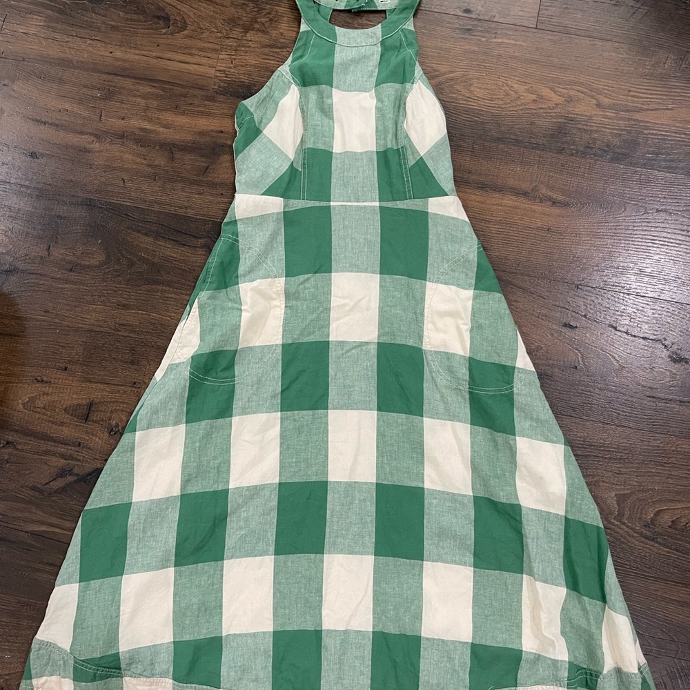 Anthropologie Maeve Green and White Plaid Top